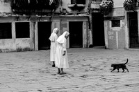 Two nuns meet a cat in Campo San Silvestro